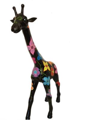 Sculpture Girafe en Résine Fleur - 150cm