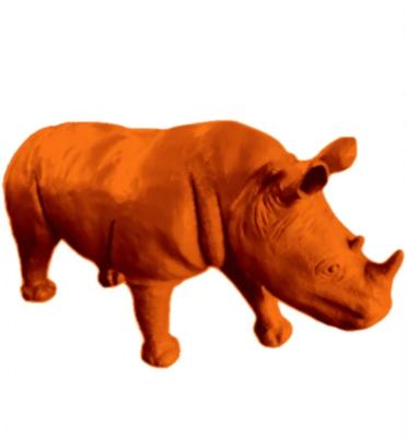 Statue en résine Rhinocéros Orange - 140cm