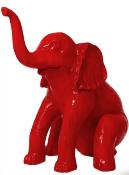 Sculpture en résine Éléphant Assis Rouge - 140cm