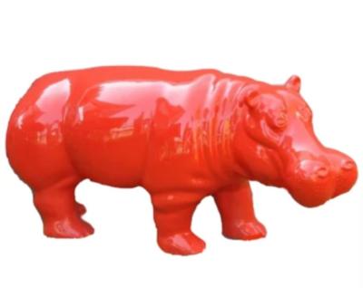 Statue Design en résine Hippopotame XXL Rouge - L 180 cm