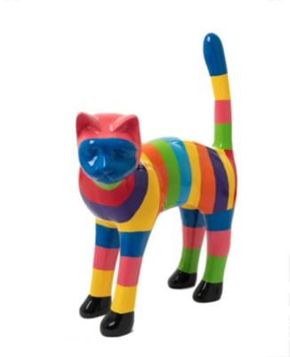 Sculpture En Résine Chat Multicolore - 105cm