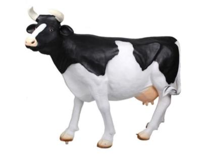 Sculpture de Vache grandeur nature noir et blanche - L 225cm