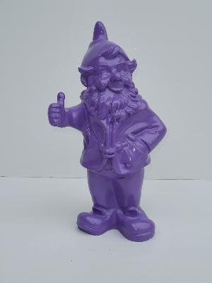 Statue en résine d’un Nain Pouce Levé Violet  - H 33 cm