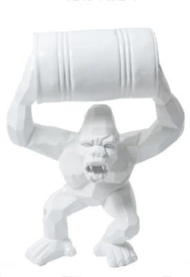 Statue en résine Gorille Bidon ORIGAMI Blanc - 100cm