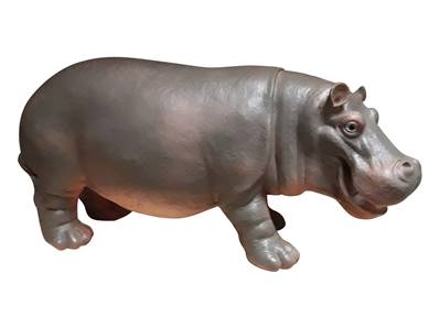 Sculpture en resine hippopotame monochrome L-60cm