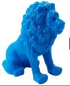 Sculpture Lion Assis Design Bleu - H 65cm