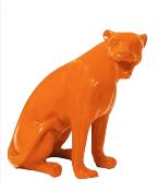 Statue en résine Panthere Assise Orange - H 75cm