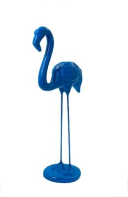Sculpture Flamant Rose Design Bleu - H 120cm