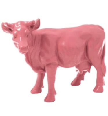 Statue vache en résine Rose - L 50 cm