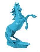 Sculpture Cheval Cabré coloré en résine Bleu Ciel - H 90cm