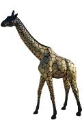 Sculpture en Résine d'une Girafe Or et Noir - 340cm