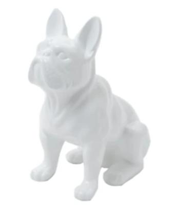 Statue en Résine Bulldog Français Assis Blanc - 30cm