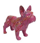 Statue en résine Bulldog Français Splash Rose - 45 cm