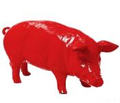 Statue en résine Cochon Rouge - L 100 cm