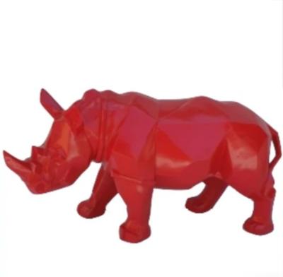 Statue en résine Rhinoceros Origami Rouge - 40cm