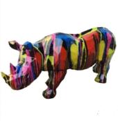 Statue en résine Rhinoceros Origami Trash Noir - 110cm