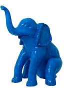 Sculpture en résine Éléphant Assis Bleu - 140cm