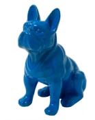 Statue en Résine Bulldog Français Assis Bleu - 80cm