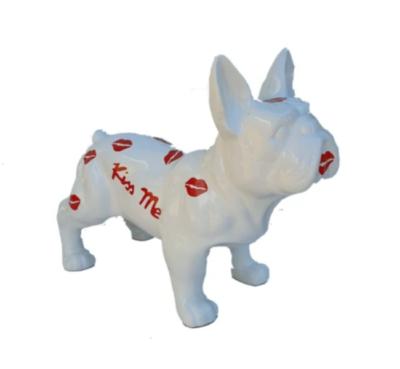 Statue en résine Bulldog Français Kiss Blanc - 45 cm