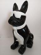 Statue Bulldog cravate et lunette XL H-80cm