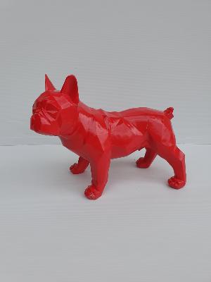 Statue en résine Bulldog français Origami Rouge L - 35 cm