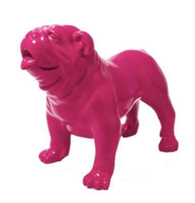 Sculpture Bulldog Anglais en Résine Rose - 90cm
