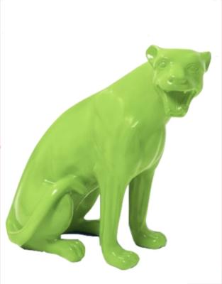 Statue en résine Panthere Assise Vert - H 75cm