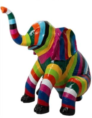 Sculpture en résine Éléphant Assis Multicolore - 140cm