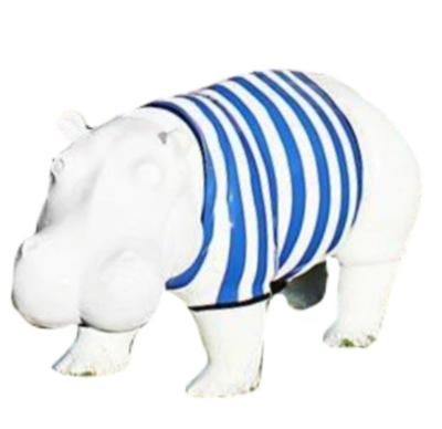 Statue Design en résine Hippopotame XXL Marinière - L 180 cm
