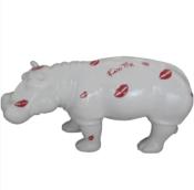 Statue Design en résine Hippopotame XXL Kiss Blanc - L 180 cm