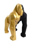 Statue en résine Gorille Origami Or et Noir - 25cm