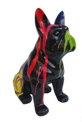 Statue en Résine Bulldog Français Assis Trash Noir - 80cm