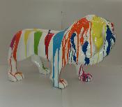 Sculpture Lion Trash Blanc L-100cm