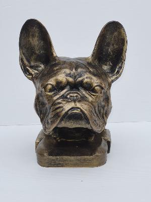 Statue Buste de Bulldog français en Résine Bronze - 40cm