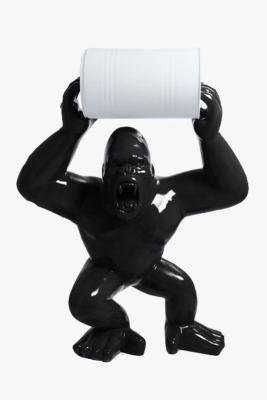 Statue en résine Gorille Noir Bidon Blanc XXL