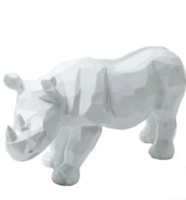 Statue en résine Rhinoceros Origami Blanc - 110cm