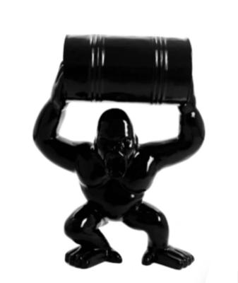 Statue en résine Gorille Bidon Noir - 100cm