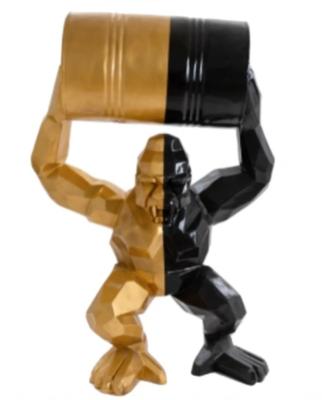 Statue en résine Gorille Bidon ORIGAMI Or et Noir - 140cm