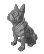 Statue en Résine Bulldog Français Assis Argenté - 45cm