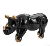 Statue en résine Rhinoceros Or et Noir - 110cm