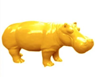 Statue Design en résine Hippopotame XXL Jaune- L 180 cm