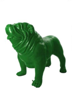 Sculpture Bulldog Anglais en Résine Vert XXL - 160cm