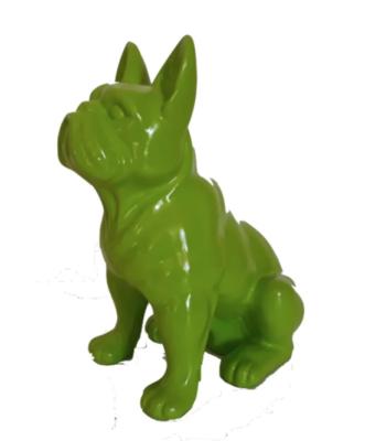 Statue en Résine Bulldog Français Assis Vert - 30cm